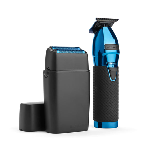 BaBylissPRO Limited FX Black & Blue Cord/Cordless Trimmer & Double Foil Shaver Set (FXDUOFS2TBL)