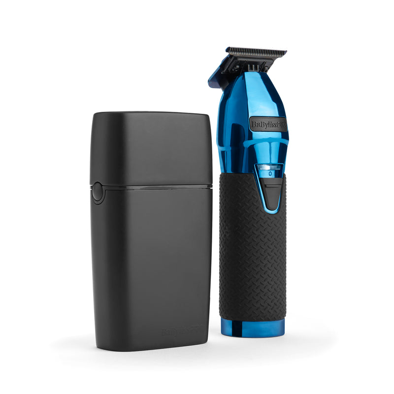 BaBylissPRO Limited FX Black & Blue Cord/Cordless Trimmer & Double Foil Shaver Set (FXDUOFS2TBL)