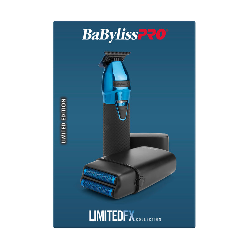 BaBylissPRO Limited FX Black & Blue Cord/Cordless Trimmer & Double Foil Shaver Set (FXDUOFS2TBL)