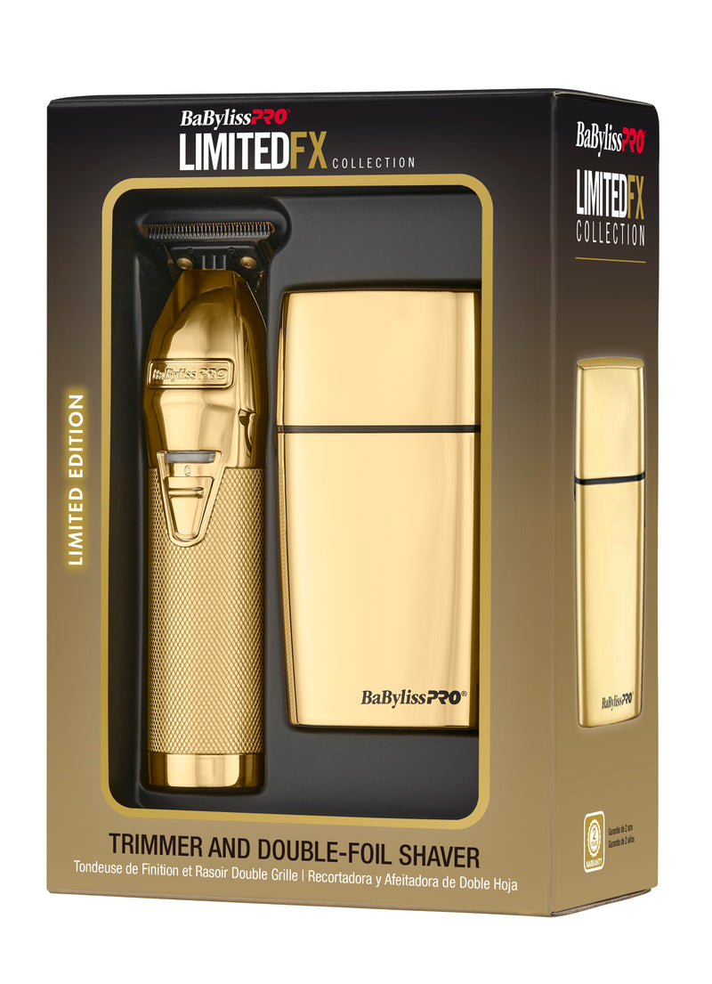 BaBylissPRO LimitedFX Gold Trimmer & Double Foil Shaver Prepack (FXDUOFS2TG)