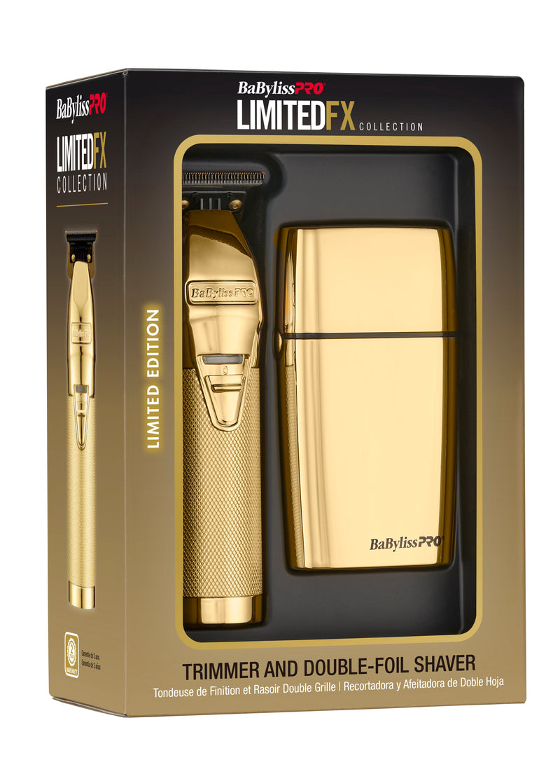 BaBylissPRO LimitedFX Gold Trimmer & Double Foil Shaver Prepack (FXDUOFS2TG)