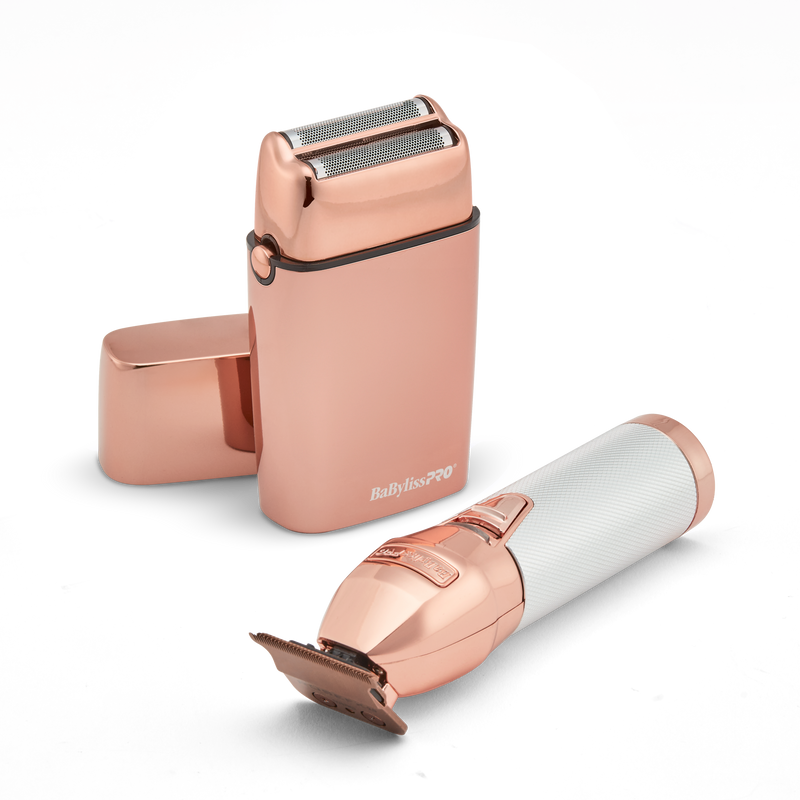 BaBylissPRO Limited Edition Rose Gold Trimmer & Double Foil Shaver Set (FXDUOFS2TRG)