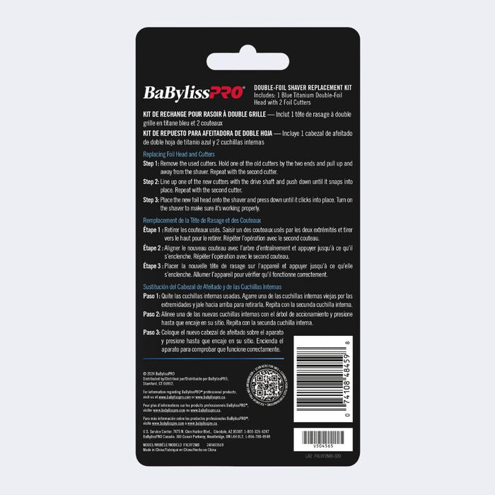 BaBylissPRO UV-Foil Replacement Double Foil Head - Matte Black & Blue (FXLRF2MB)