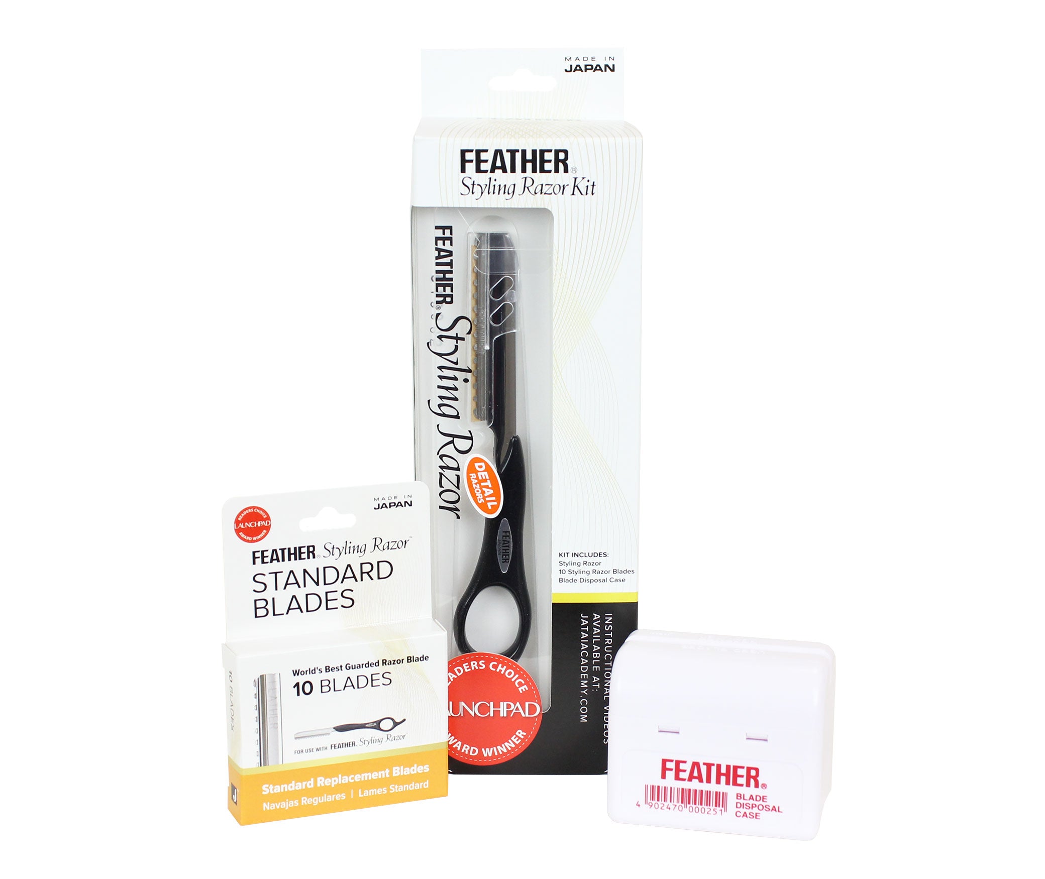 Feather Detail Styling Razor Kit w/ 10 Standard Blades - Black (F1-80-