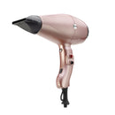 Rose gold ionic hair dryer with black concentrator nozzle attached