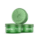 Immortal NYC green hair wax jar with matching lid, matte look finish