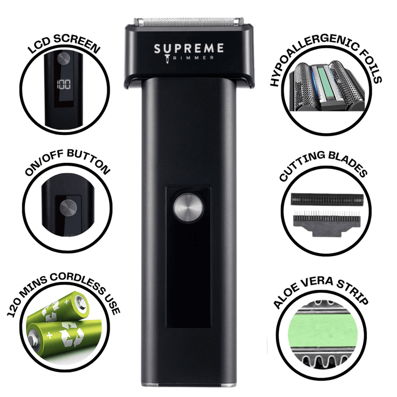 Supreme Trimmer T-Fader Double Foil Shaver w/ Trimmer Bar & Aloe Vera Strip