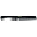 Krest 7" Space Tooth/ Fine Tooth Flat Back Styler Comb - Black (No. 6001)