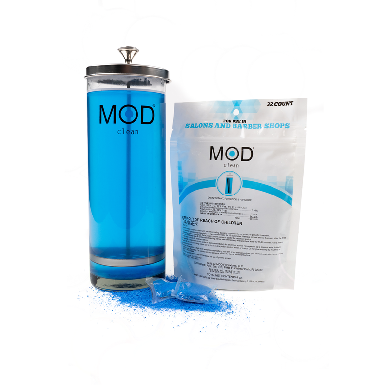 MOD Clean Eco-Friendly Salon & Barbershop Disinfectant, Fungicide & Virucide Water-Soluble Pods - Blue (32 pack)