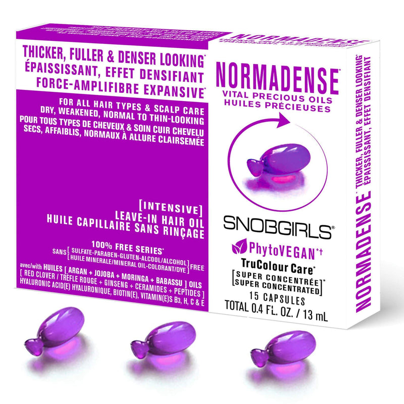 SnobGirls NormaDense Intensive Leave-In Hair Oil for Thicker, Fuller & Denser Looking Hair - 15 Capsules (13ml/0.4oz)