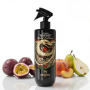 Aftershave spray bottle with black container, black sprayer, Gold Edition label front view.