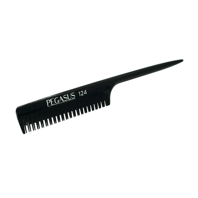 Pegasus Hard Rubber Comb (124) Teasing Teeth Rattail 8 1/4"