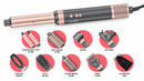 Rose-gold 9-in-1 multi-styler with tool icons for curling, brushing, drying