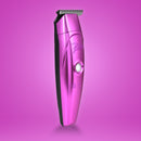 Purple and black hair trimmer with comb guard and side control button