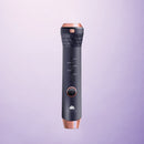 Interchangeable base curling handle with temperature setting icons and rose-gold accents
