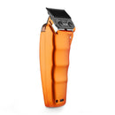 StyleCraft Saber 2 cordless clipper, orange side view with black blade assembly