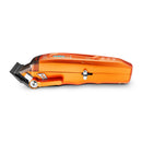 StyleCraft Saber 2 cordless clipper, underside view in orange with adjustable lever
