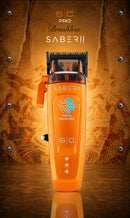 Orange cordless hair clipper with digital brushless motor, front view