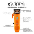 Orange digital brushless professional hair clipper with fixed premium blade