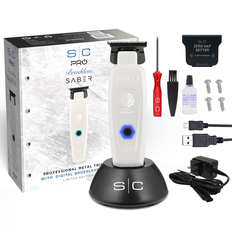 StyleCraft Limited Edition Saber II Cordless Digital Brushless Motor Trimmer - White (SC421W) [PRE-ORDER]