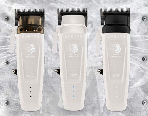StyleCraft Limited Edition Saber II Cordless Digital Brushless Motor Clipper - White (SC619)