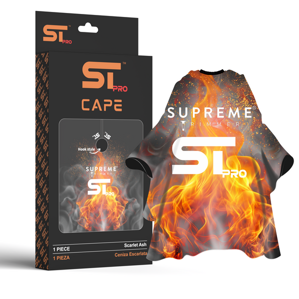 Supreme Trimmer Premium Hair Cutting Barber Cape w/ Hook Clip - Scarlet Ash