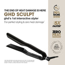 Black GHD Sculpt flat iron with slim plates and angled handle