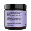 Hair pure butter jar with black lid, purple label with usage directions and ingredients