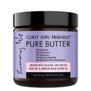 Hair pure butter jar with black lid, purple label reading Curly Girl Friendly Pure Butter