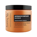 Intensive repair hair masque tub with orange base and black lid, front label visible