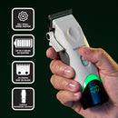 White hair clipper with green LED, compact design, and DS1 dual-speed motor