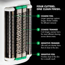 Foil shaver cutter assembly with four cutting elements inside the head