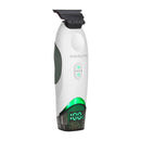 White wireless charging trimmer with black blade head and green LED battery screen