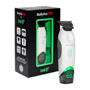 White wireless charging trimmer and retail box with green window display