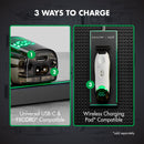Wireless charging trimmer showing USB-C port and LED display