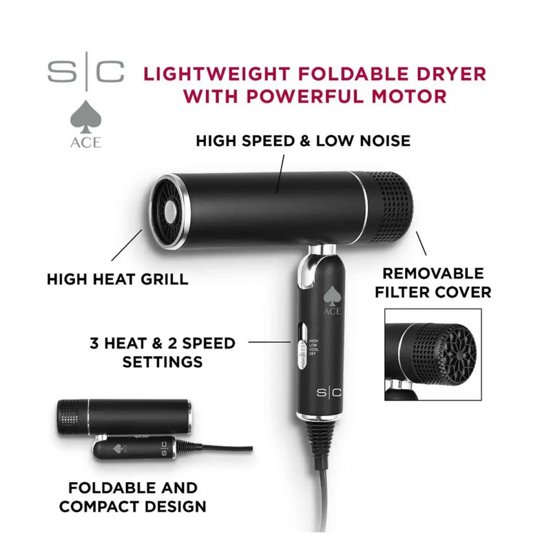 StyleCraft ACE Foldable Lightweight Hair Dryer (SC103B)