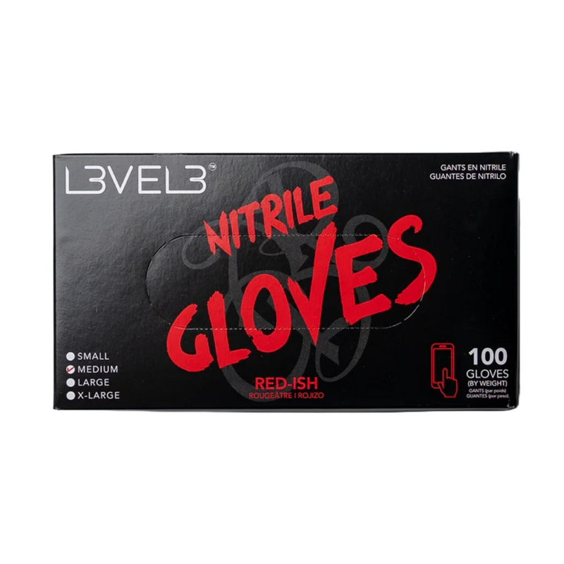 L3VEL3 Professional Nitrile Gloves 100pk - Red-ish