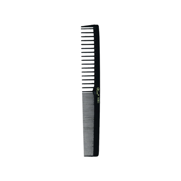 Krest 7" Space Tooth/ Fine Tooth Flat Back Styler Comb - Black (No. 6001)