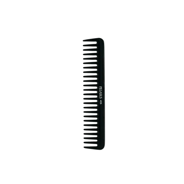Pegasus Hard Rubber Comb (406) 7 1/4" Space Teeth Penetrating Comb w/ Curved Teeth