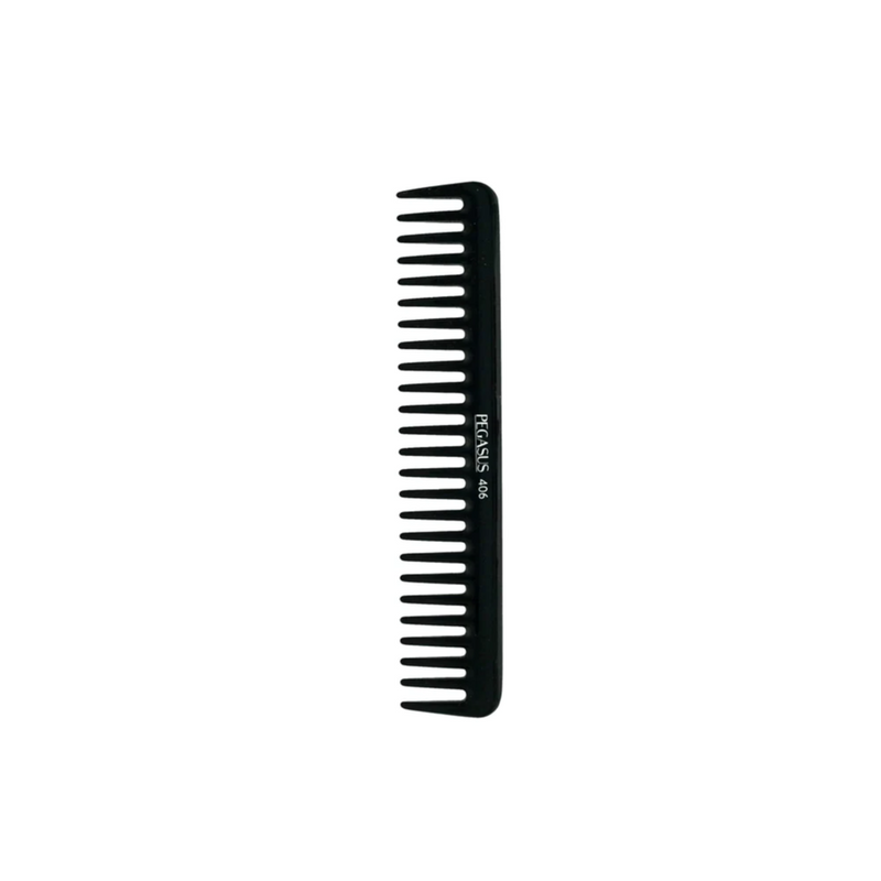 Pegasus Hard Rubber Comb (406) 7 1/4" Space Teeth Penetrating Comb w/ Curved Teeth