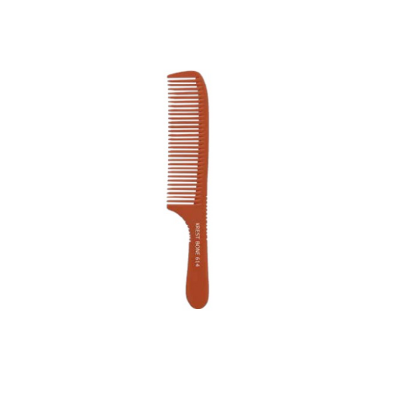 Krest Heat Resistant 8 1/4" Ridged Rounded Handle Large Coarse Teeth Bone Comb (BO614)