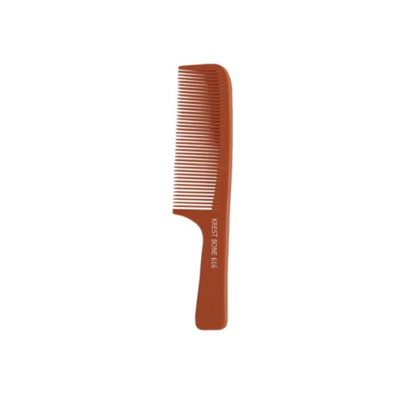 Krest Heat Resistant 8 3/4" Ridged Square Handle Large Coarse Teeth Bone Comb (BO616)