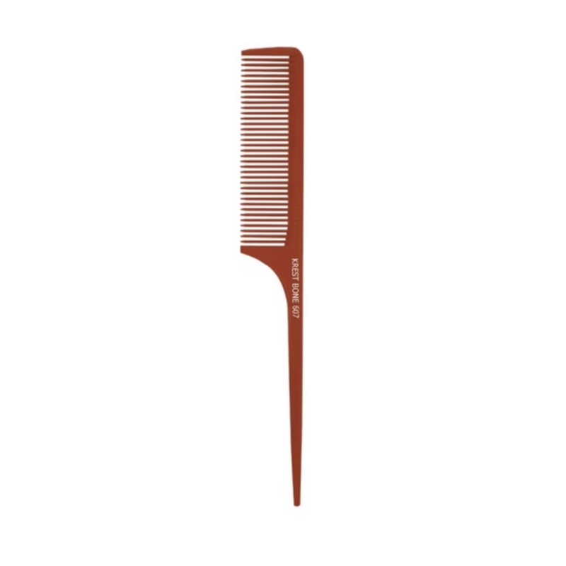 Krest Heat Resistant 9" Medium-Coarse Teeth Rattail Bone Comb (BO607)