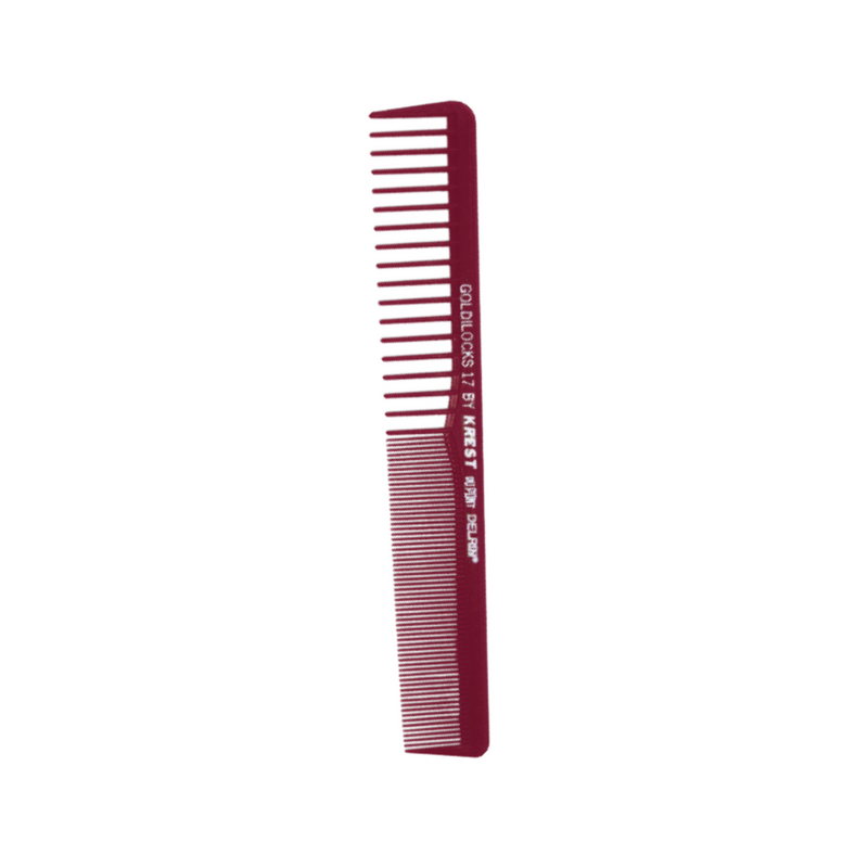 Krest Goldilocks Heat Resistant 7" Space Tooth/Fine Tooth Burgundy  Styling Comb (G17)