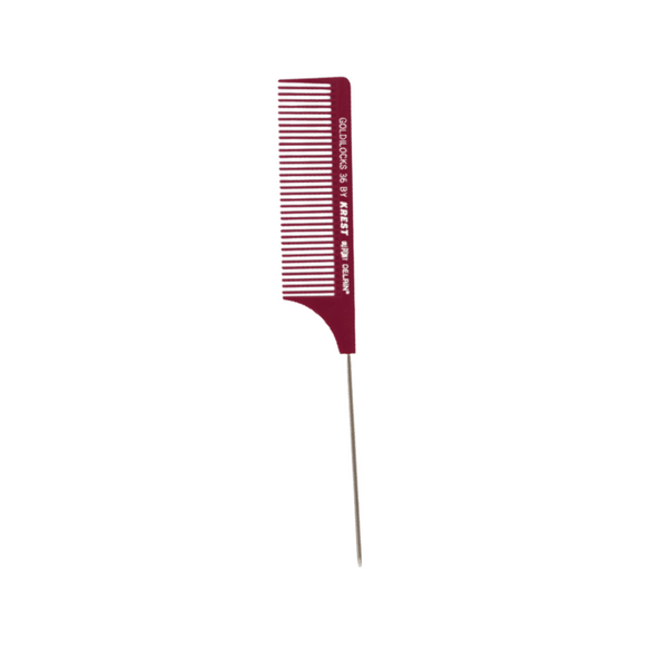 Krest Goldilocks Heat Resistant 8 1/4" Coarse Long Tooth Burgundy Rattail Comb (G36)