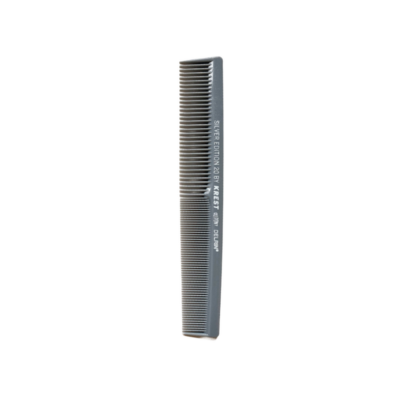 Krest Goldilocks Silver Edition Heat-Resistant Ruler Back 7" Flat Back Finger Waver Comb (SE20)