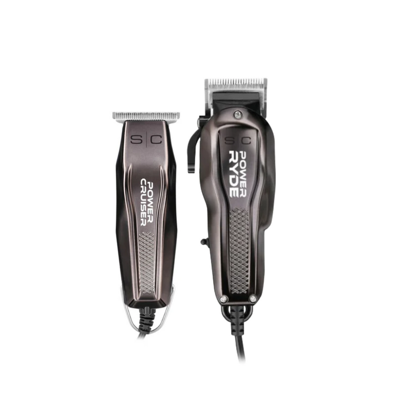 StyleCraft Power Cruiser Corded Trimmer (SC606BK) + Power Ryde Corded Clipper (SC402BK) Combo Set