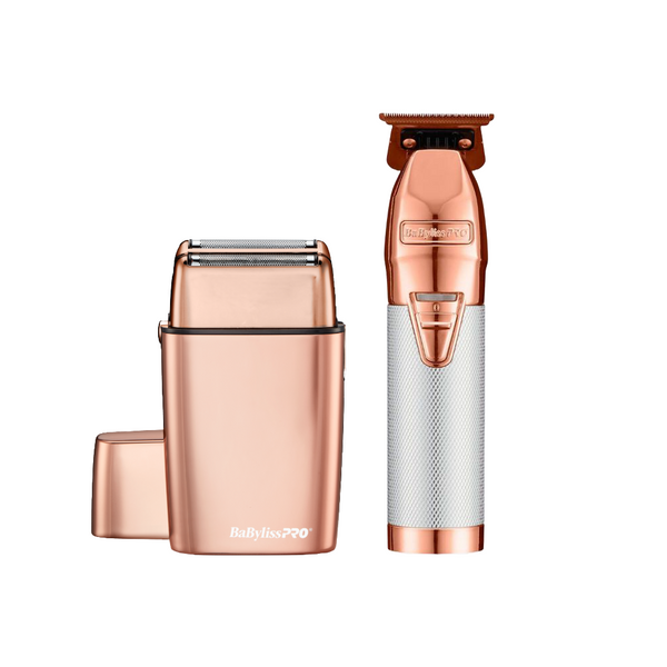 BaBylissPRO Limited Edition Rose Gold Trimmer & Double Foil Shaver Set (FXDUOFS2TRG)