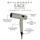 StyleCraft Sage Professional Hair Dryer w/ Digital Brushless Motor (SC107B)