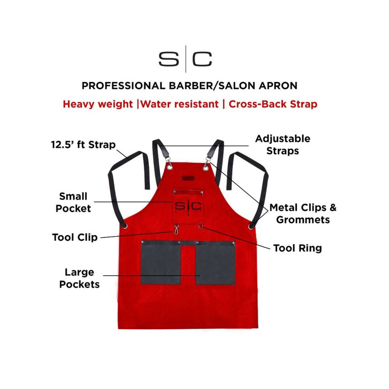 StyleCraft Professional Heavy Weight Waterproof Red/Black Barber/Salon Hair Cutting Apron (SC315R)
